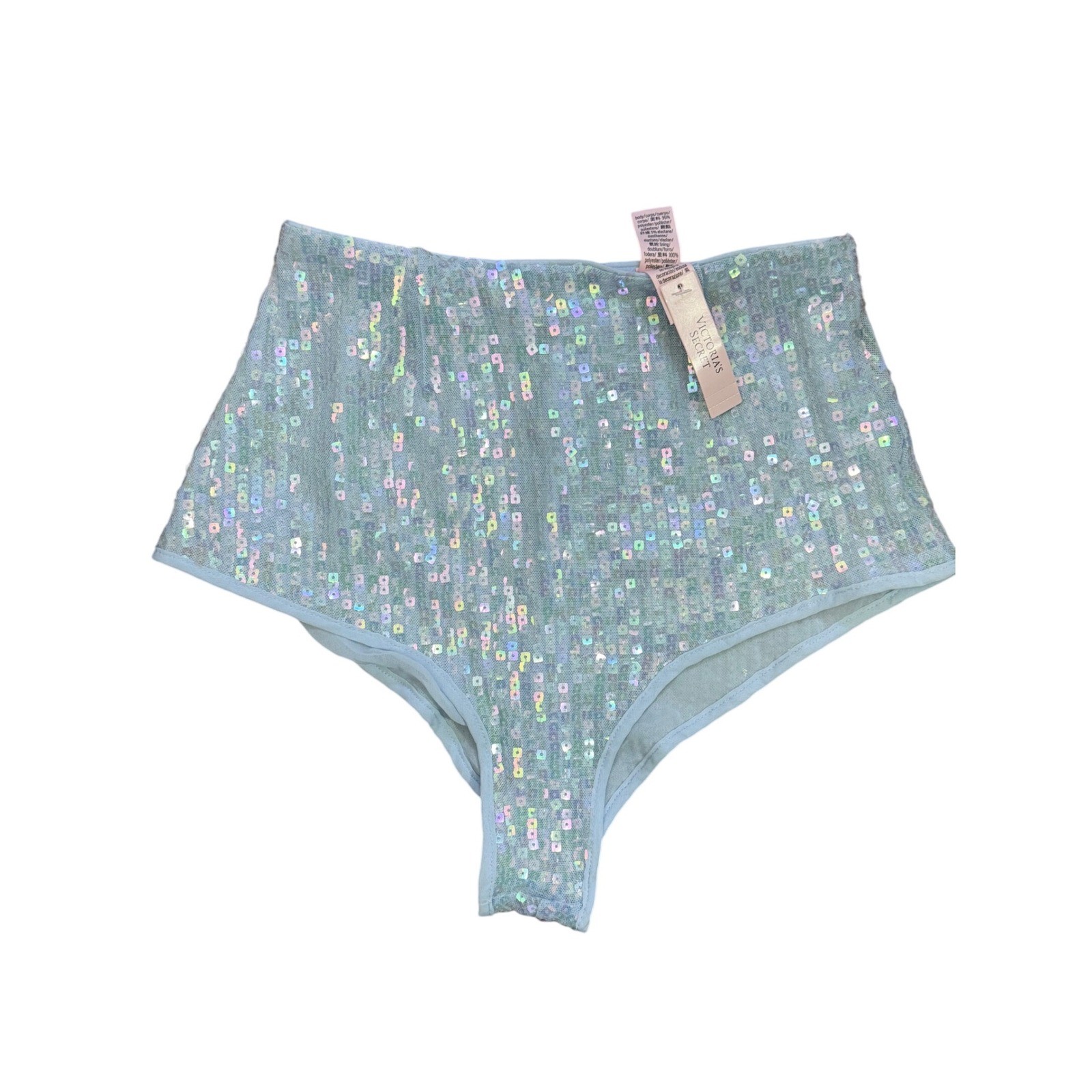 Victorias Secret Blue Iridescent Sequin High Waist Cheeky Panty S NWT