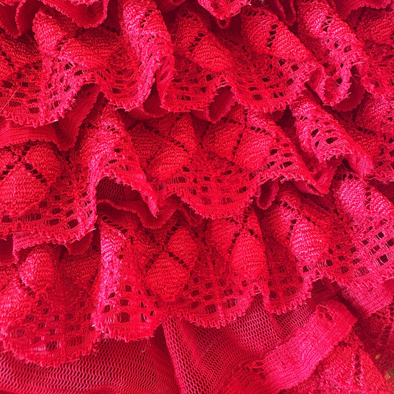 Honeydew Rumba Hipster Ruffle Mesh Panty S Red Burlesque Vintage Inspired NWOT