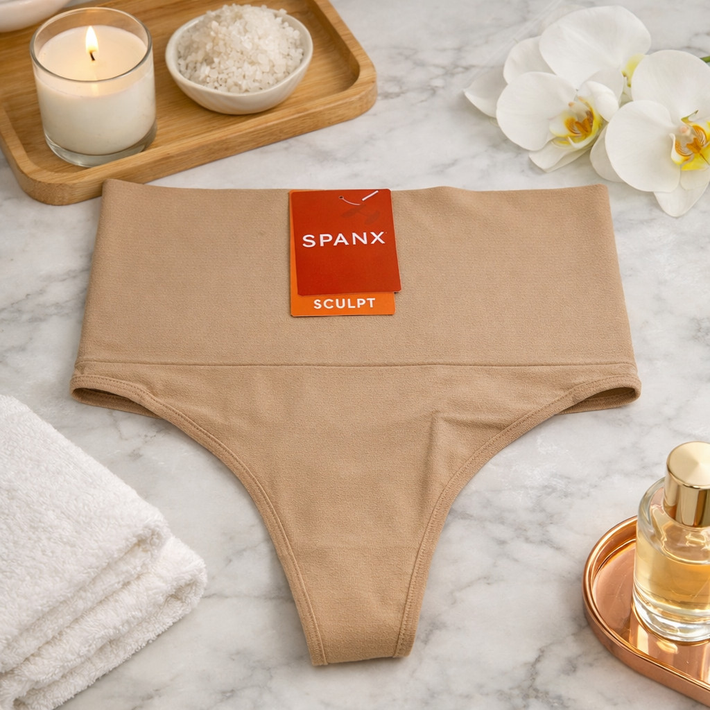 Spanx Sculpt High‑Waisted Thong Soft Nude Size M NWT