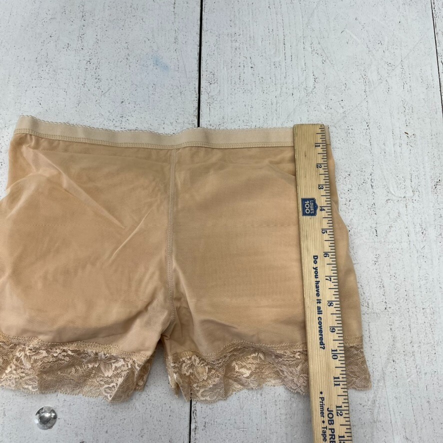 Beige Mesh Butt Padded Lace Trim Boy Short Underwear Women’s Size Large NEW