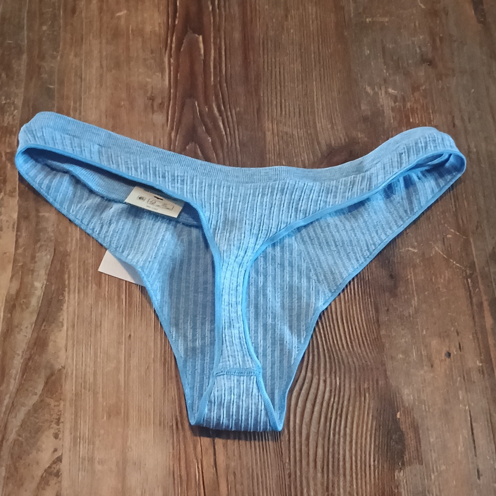 No Boundaries Seamless High Leg Thong Blue Heather Rib Women’s Size M (8-10)