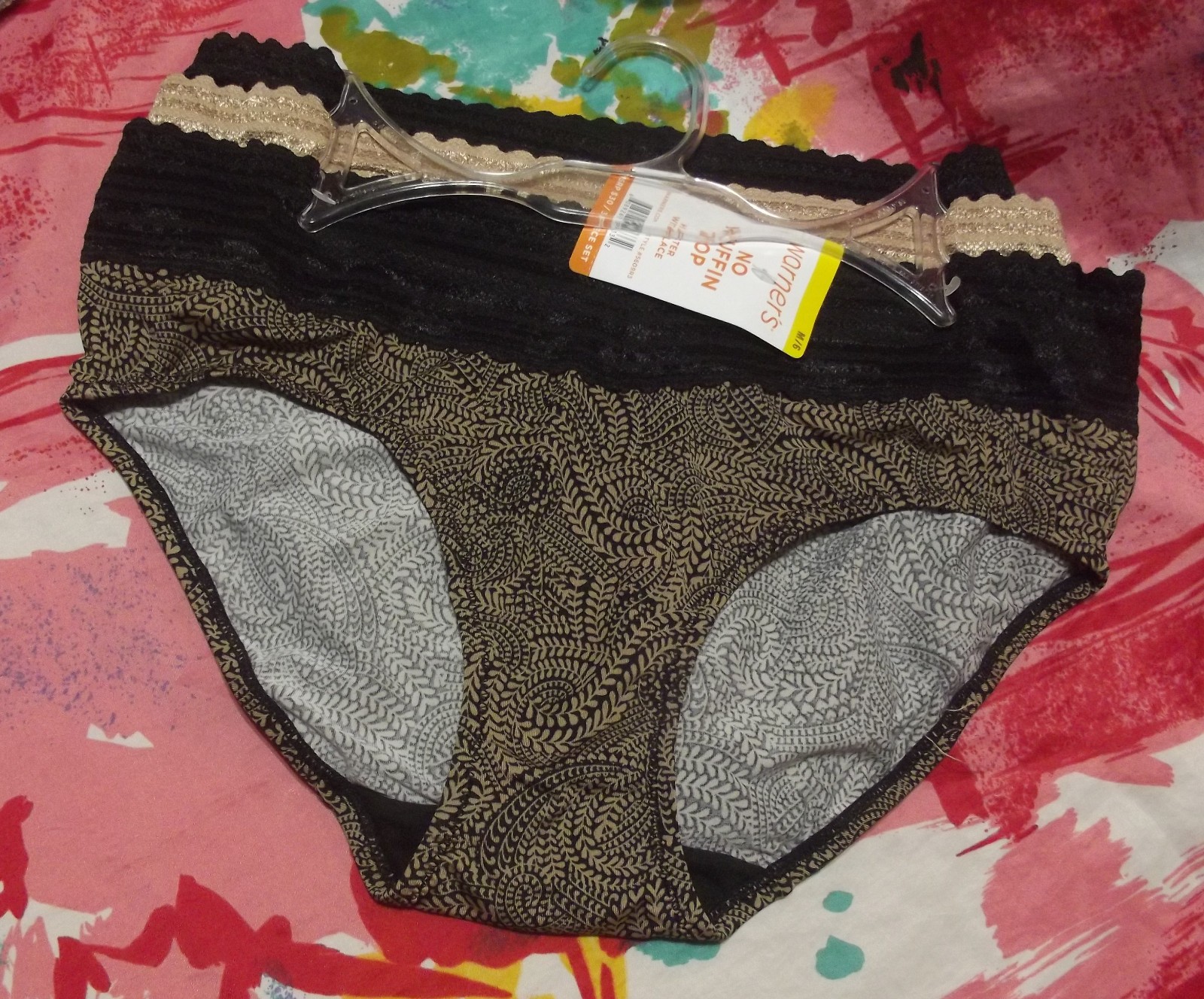 3 NEW WARNERS 5609R3 PAIS NO MUFFIN TOP LACE WAISTBAND HIPSTER PANTIES M/6