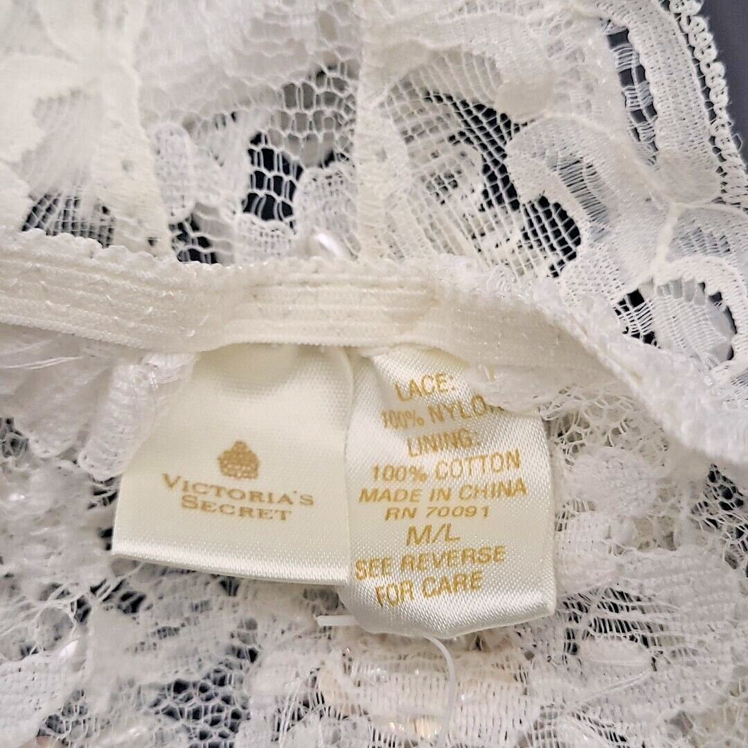 VTG M/L Victorias Secret 80’s 90’s T String G String Thong Panties Beaded Lace