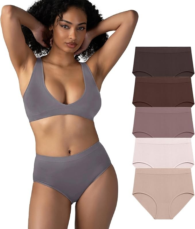 Attributes Women’s 5 pack Super Soft Seamless 4-Way Stretch Full Briefs Small