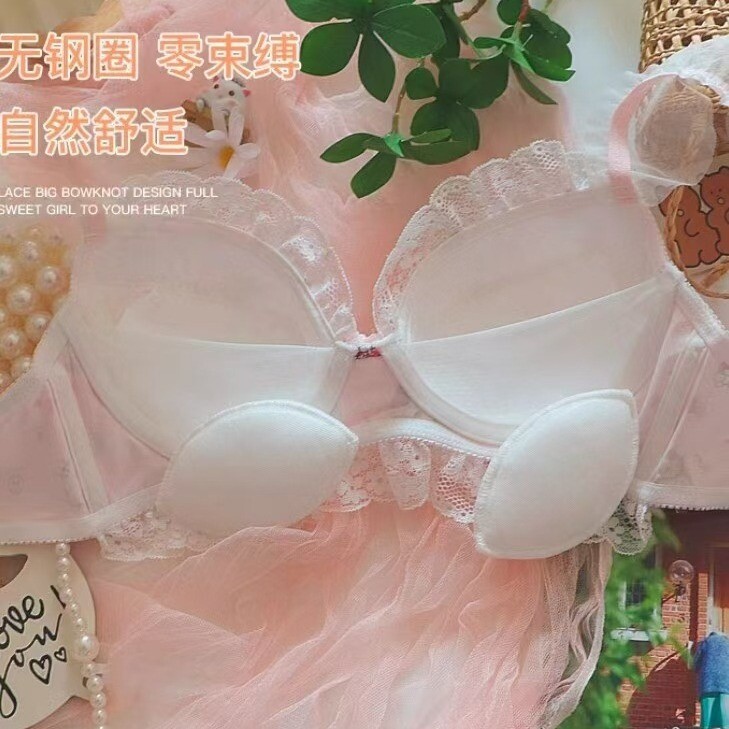 KT Kitty Kawaii Anime Push-up Bra Underwear Pajama Set Japan Lingerie Lace