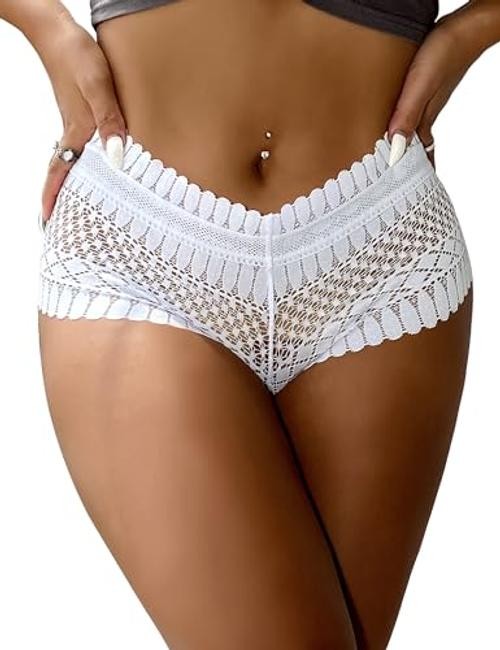 Cheeky Underwear for Women Plus Size Sexy Panties X-Large-XX-Large 1- White