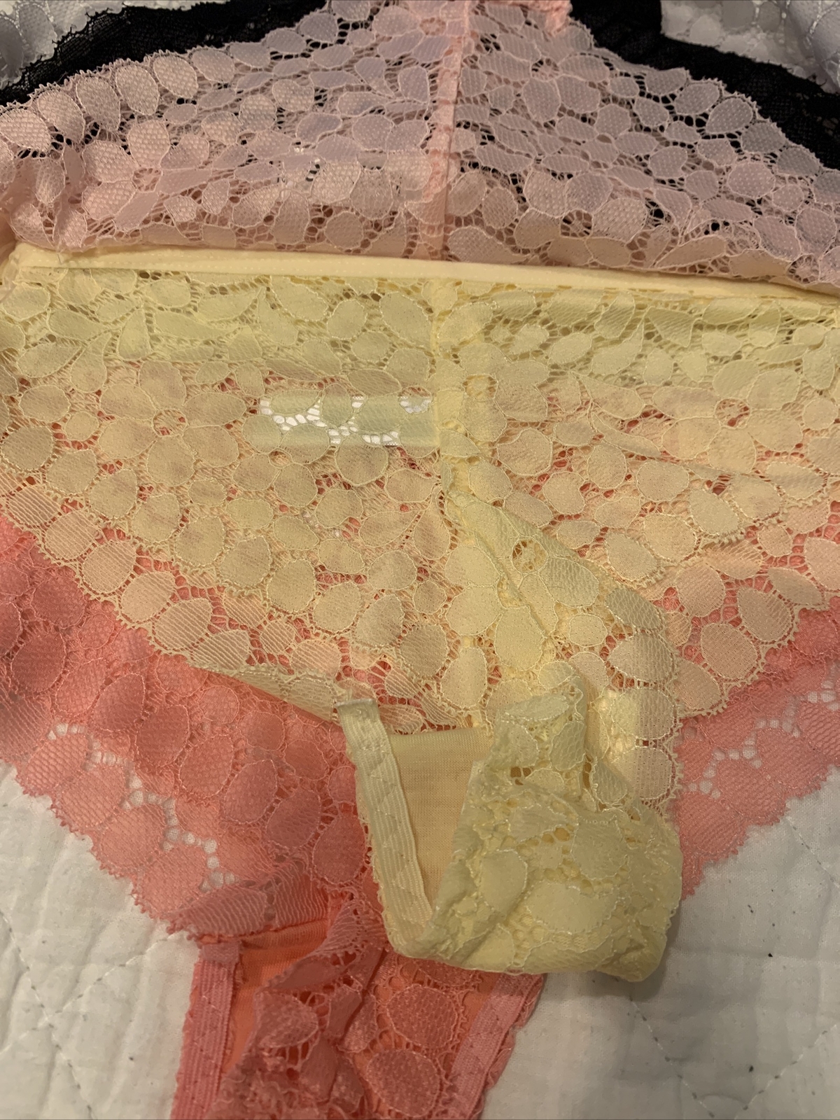 Kensie Lingerie Tangas Panties Underwear Pink Gray Yellow Large 5 Pack