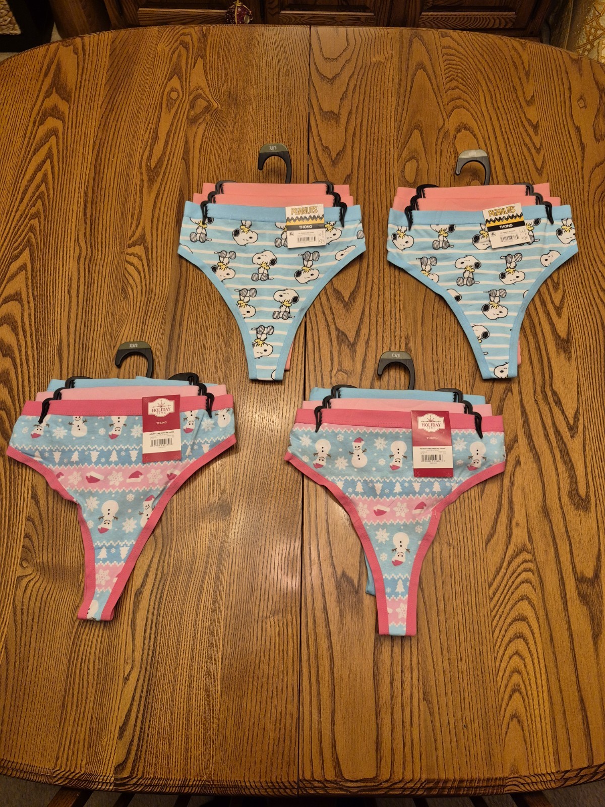 NEW Lot Of 4 Walmart Christmas Snoopy 3-Packs Of Thongs Underwear, Size XL