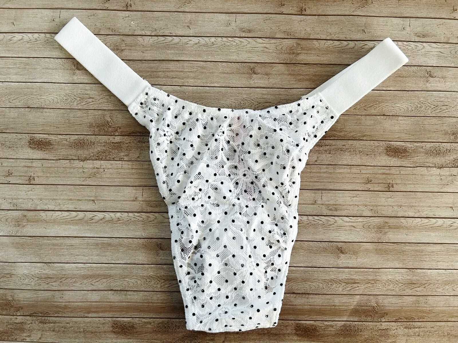 Nwt Victorias Secret The Lacie Lace Brazilian Panty White/Black Casual Dot M