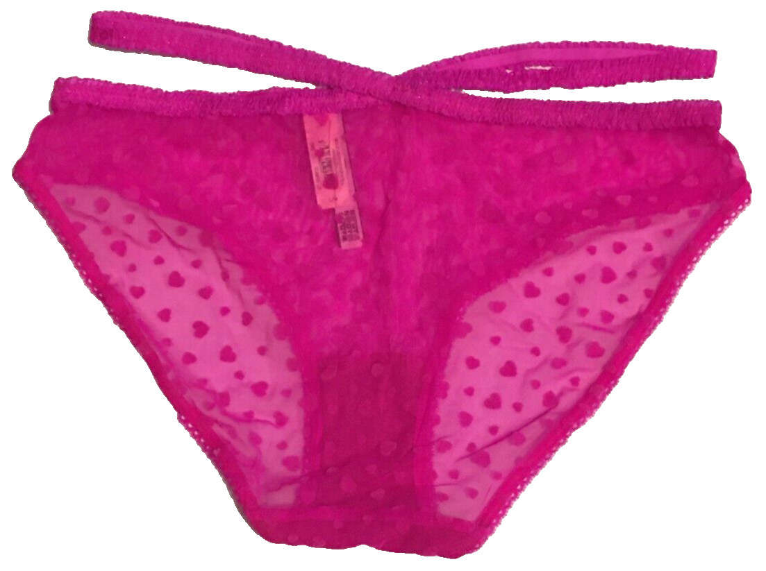 Victoria’s Secret Pink Heartbreaker Bikini Panty Size L Bali Orchid Hearts NWT