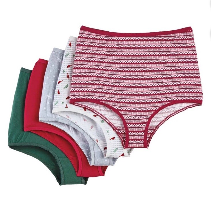 10-Pack Cotton Granny Panties Cozee Corner Red Fair Isle Pack Christmas Size 8