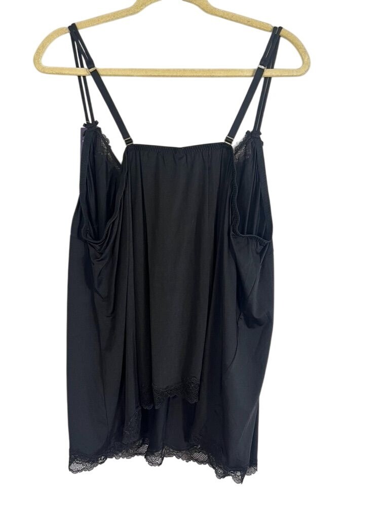 Cacique Intimates Teddy 26 Black Tank Lace Shorts Neutral Sexy Honeymoon Retro