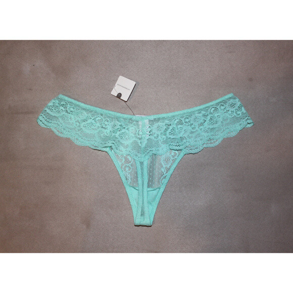 Anthropologie EBERJEY Lace Lingerie Thong Sea Pastel Green Panties Small Medium