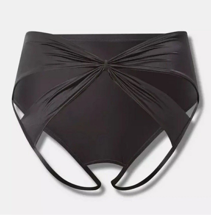 Torrid Shine Black Satin Open Back & Gusset Cheeky Panty Size 1 1X 14-16 NEW