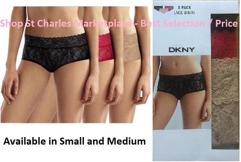 DKNY Intimates Women’s Signature Lace Bikini Panties NIB – 3 Pack Small / Medium