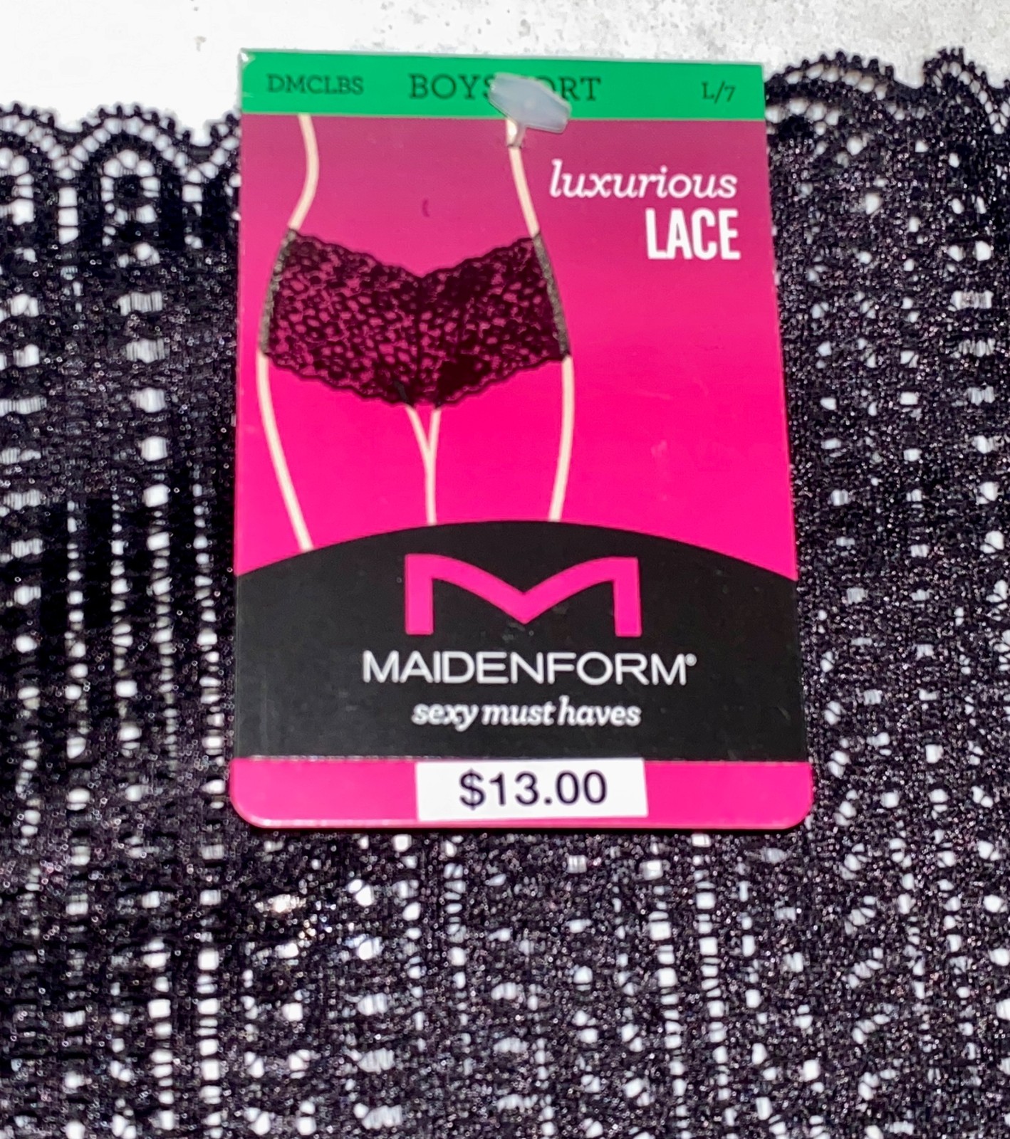 MAIDENFORM Sexy Must Haves Black Luxe Lace Cheeky Boyshort Panty Womens S M L XL