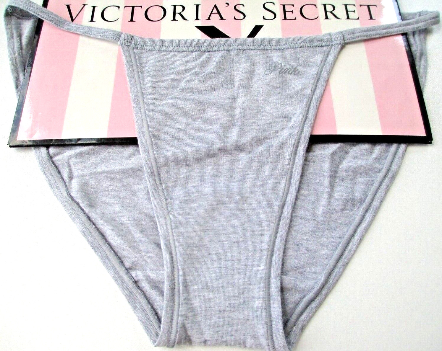 VICTORIA’S SECRET PINK Cotton String Bikini Panty VS Heather Gray S M L XL NWT