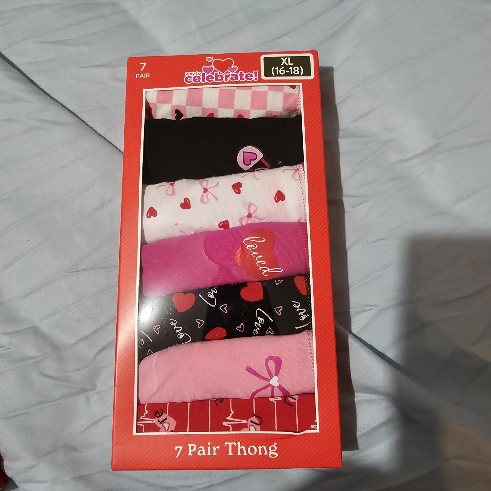 Way To Celebrate Women’s 7-Pair Cotton/Spandex Thong Panties X-Large 16/18 NWT