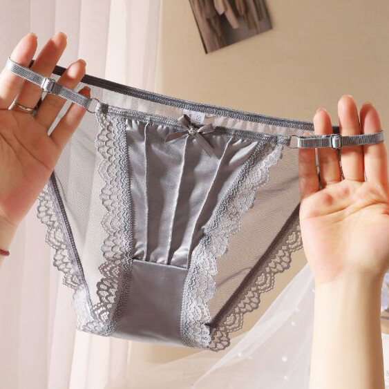 5 Pack Sexy Womens Satin Panties String Bikinis Lace Sheer See Through Underwear