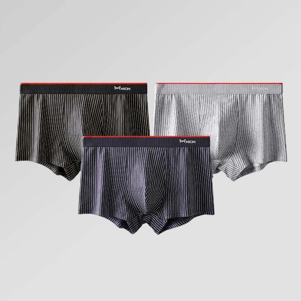 MiiOW 3/4Pcs PLUS 5XL Men Underwear Striped Panties Boxershorts Organic Cotton B