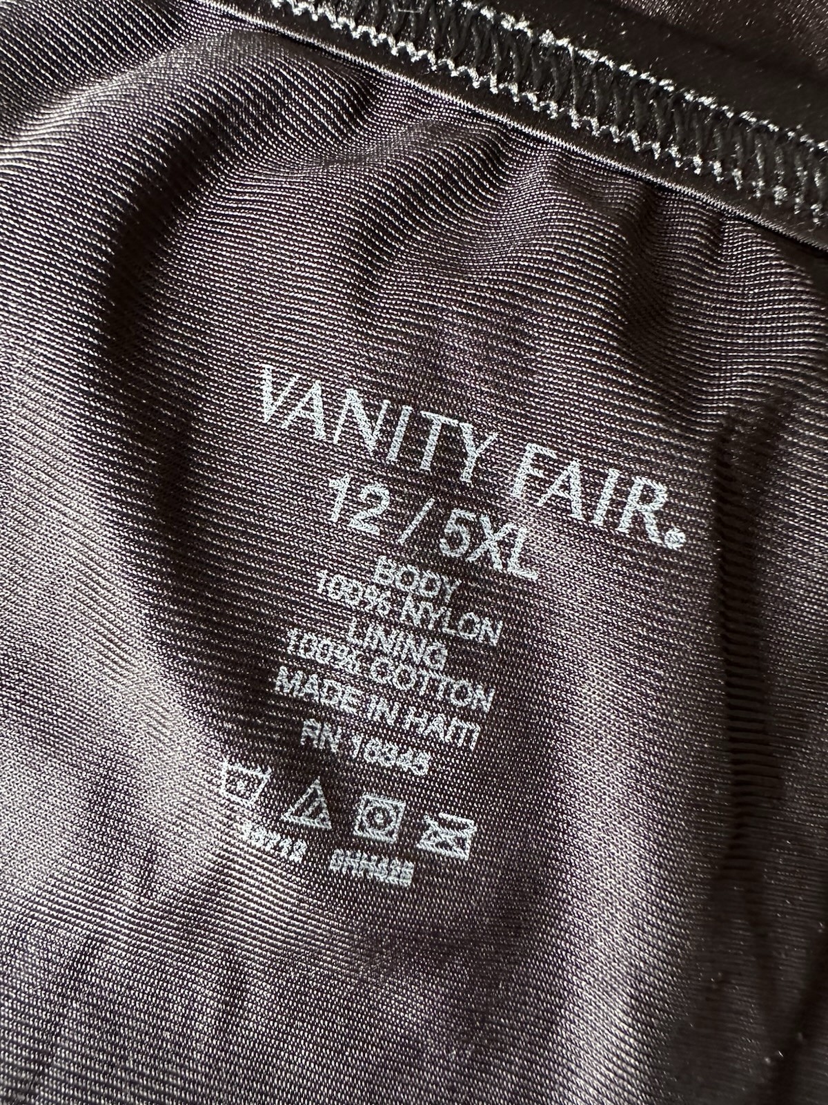 NWT Vanity Fair 3 Pairs Black Silky Nylon Briefs Size 12 5XL