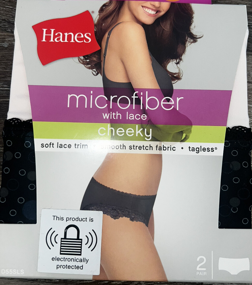 Hanes 2-Pair Womens Cheeky Underwear Panties Polyester Blend Stretch (A) ~ M/6