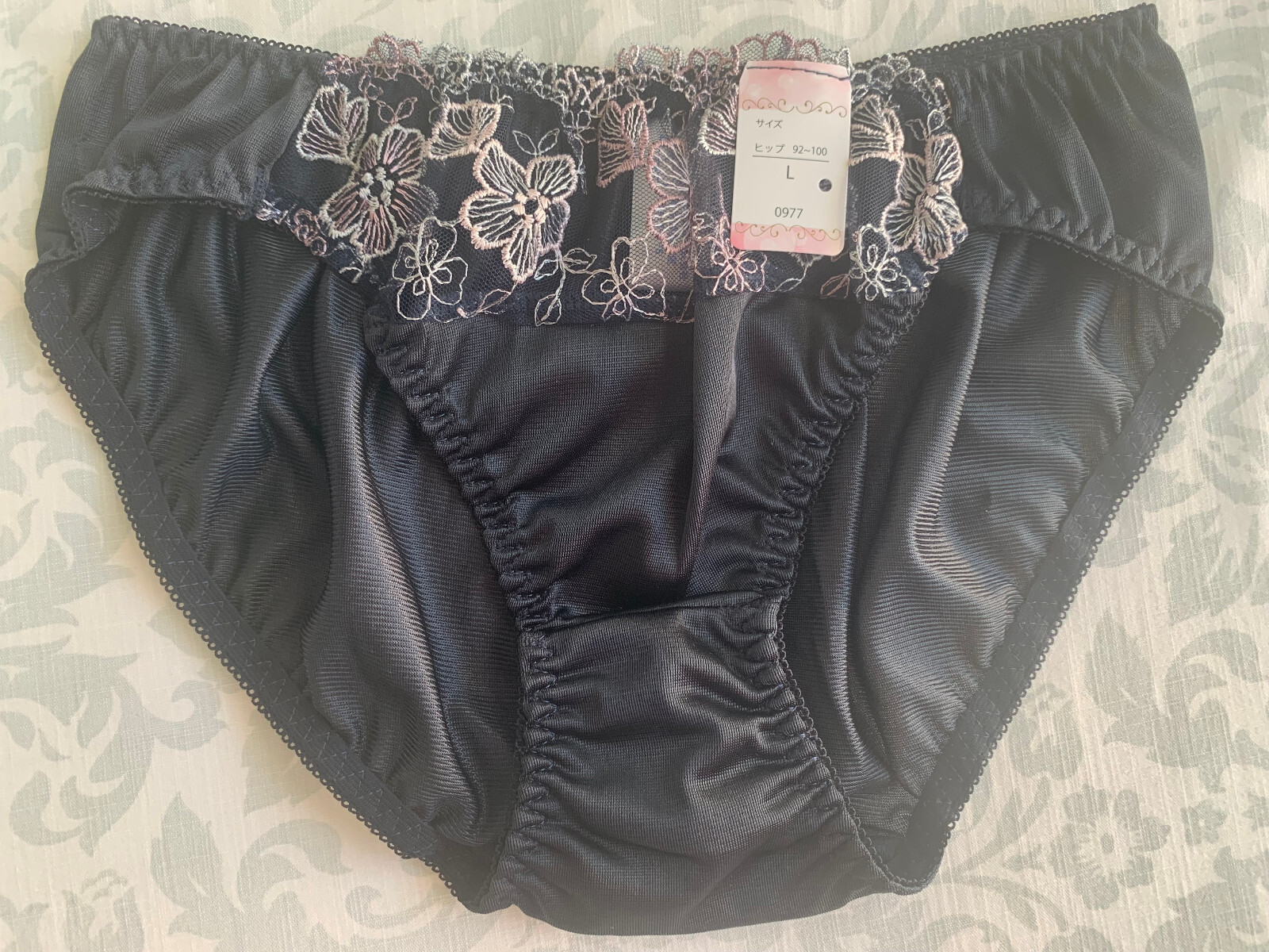US Size S/5 Japanese Panties Nylon Smooth Shiny Tricot Lace Bikini Underwear