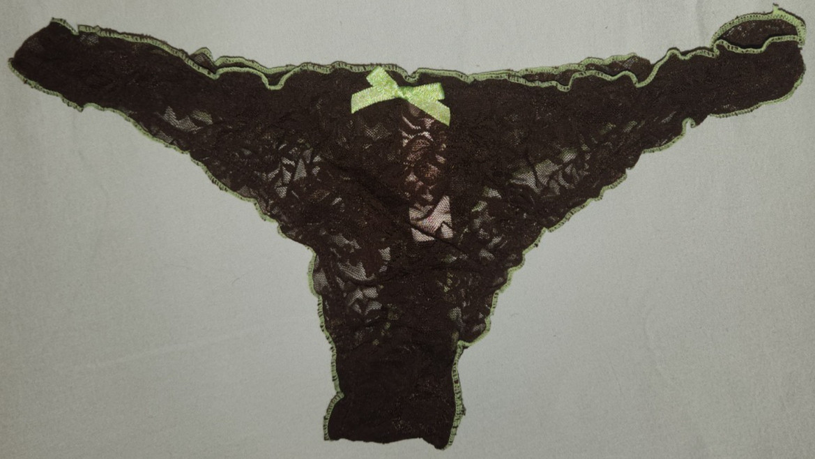 Vtg Y2K Secret Treasures Brown Lace Thong Panties Size 6 Neon Green Bow 17
