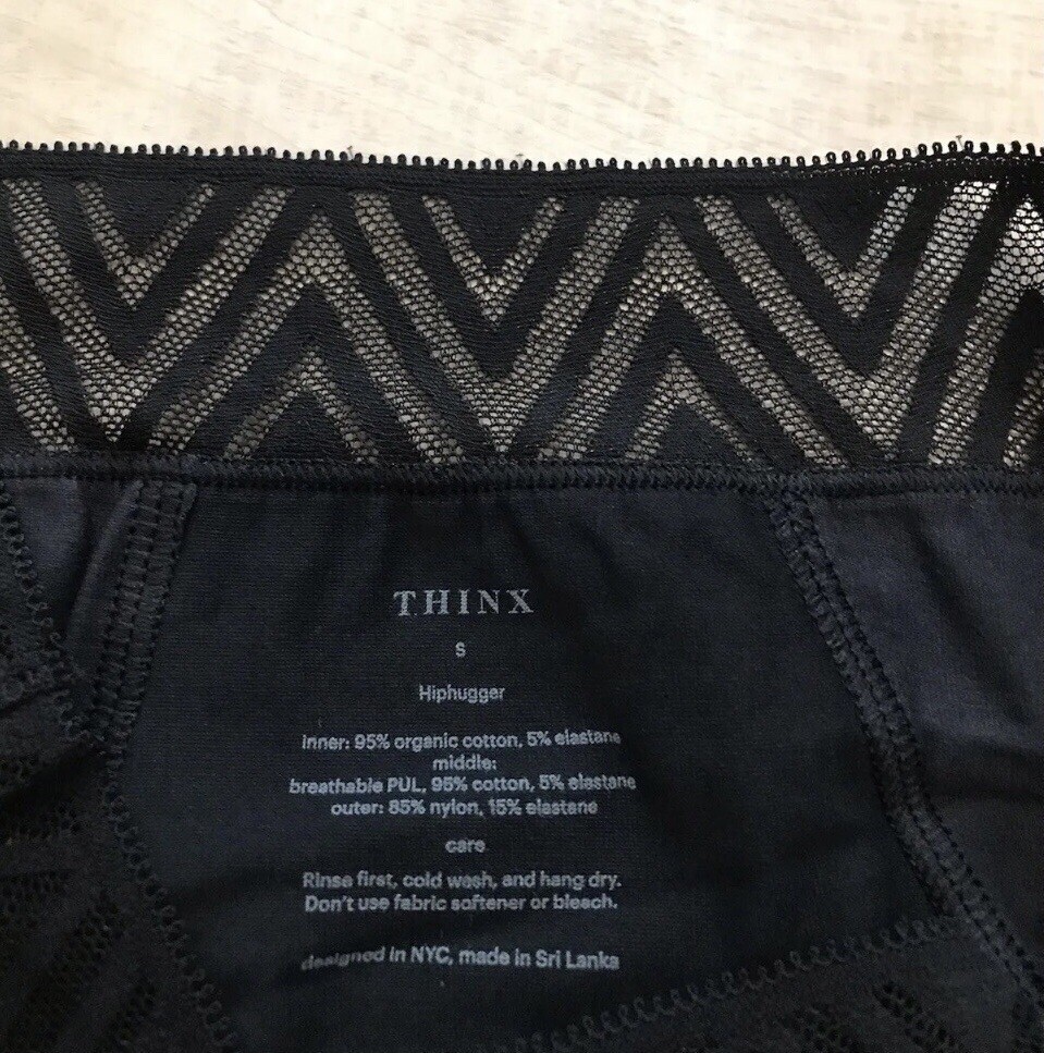 Thinx Hiphugger Leakproof Period Panties Size Small Black