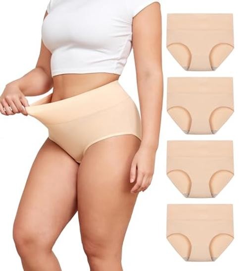 Plus Size Underwear for Women XL-5XL Cotton High Waist XX-Large Plus 4 Nude