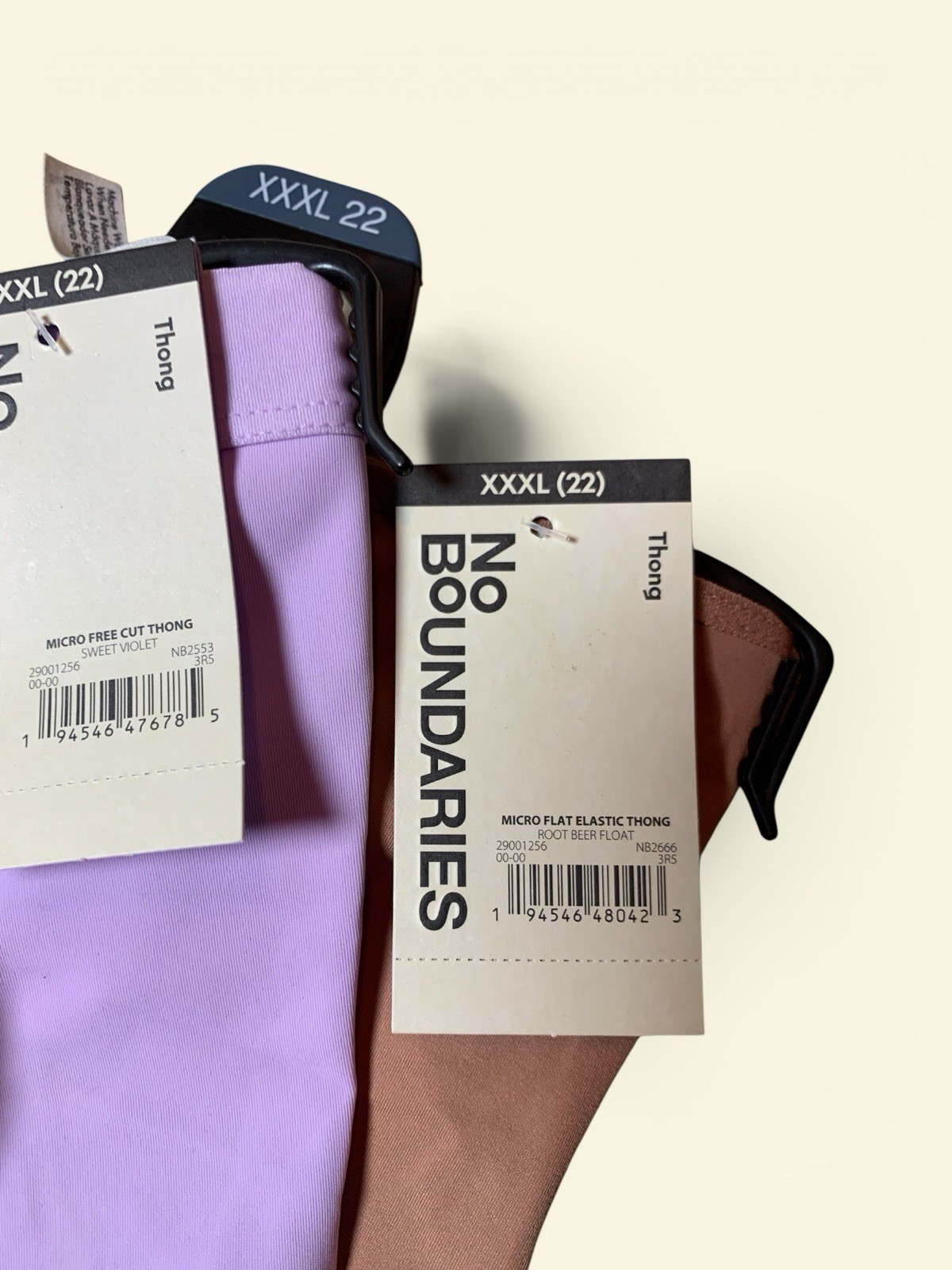 No Boundaries XXXL 22 Women’s Thong Panties Set of 4 Assorted Colors NWT