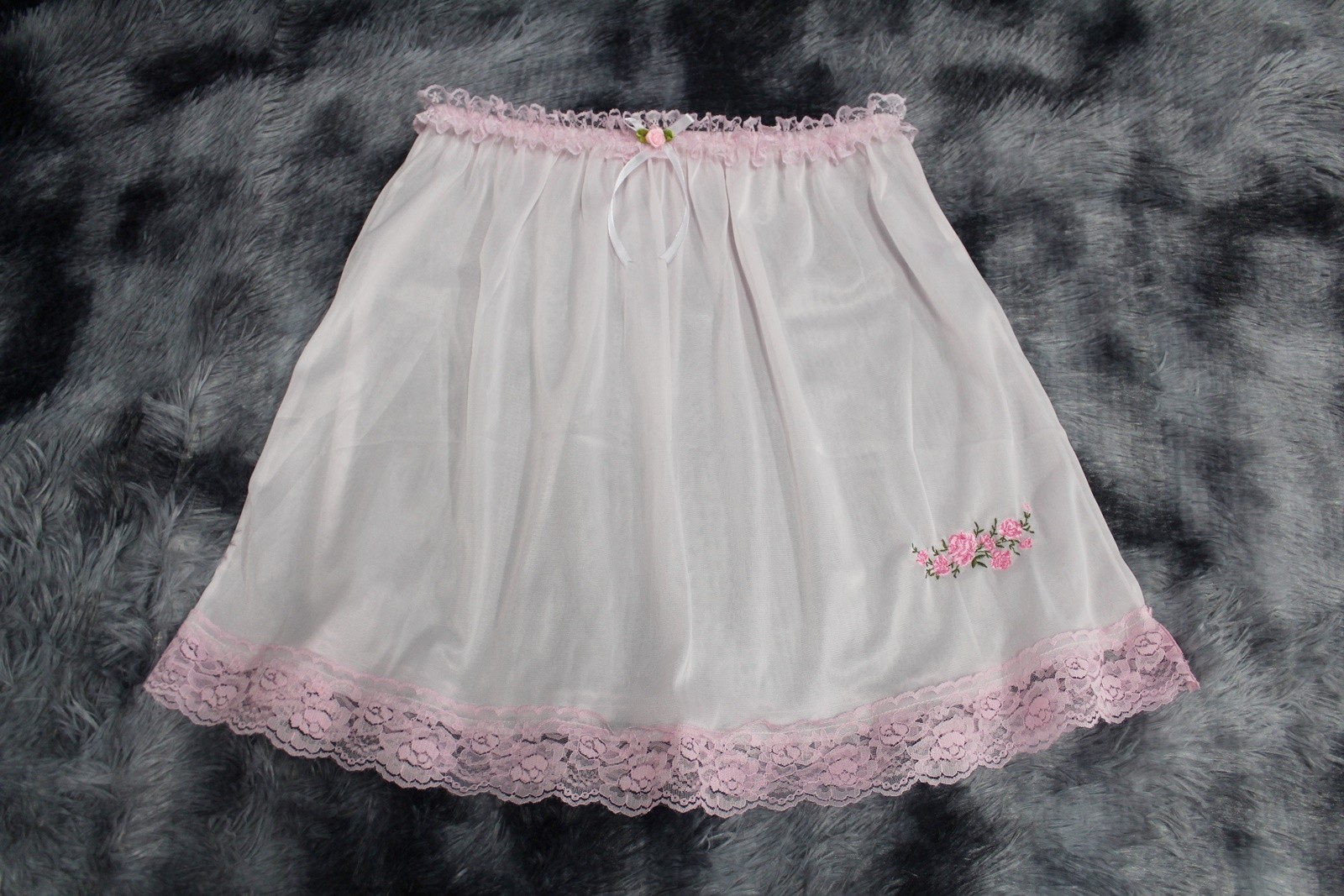 #A223 2XL/ElasticW.24-42″ Vintage Style Pink Nylon Full Brief +Half Slip