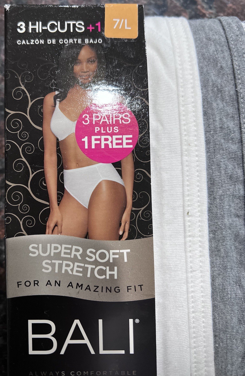 Bali 2pck-Confort Luxe Hi-cut Panties Assorted Sz7/L 8pc