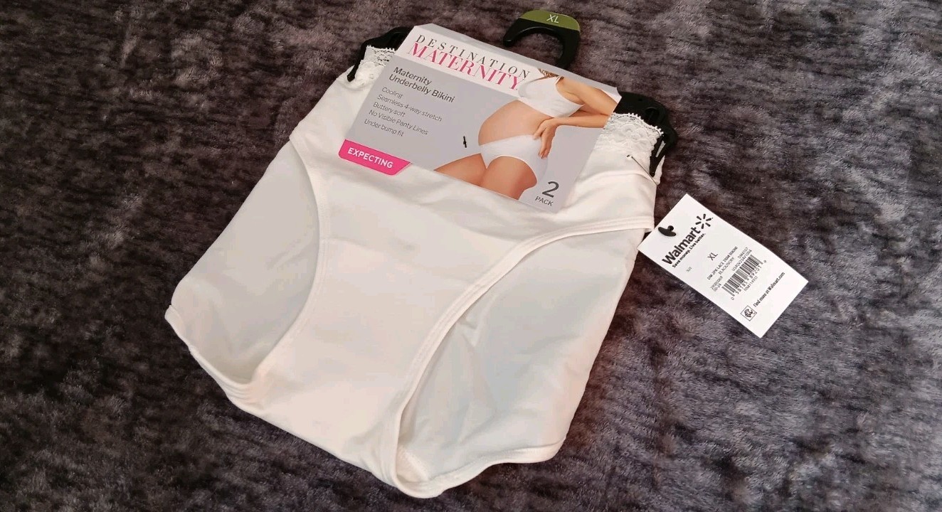 NWT Destination Maternity Underbelly Bikini Panties XL 2-Pack White/Black Lace