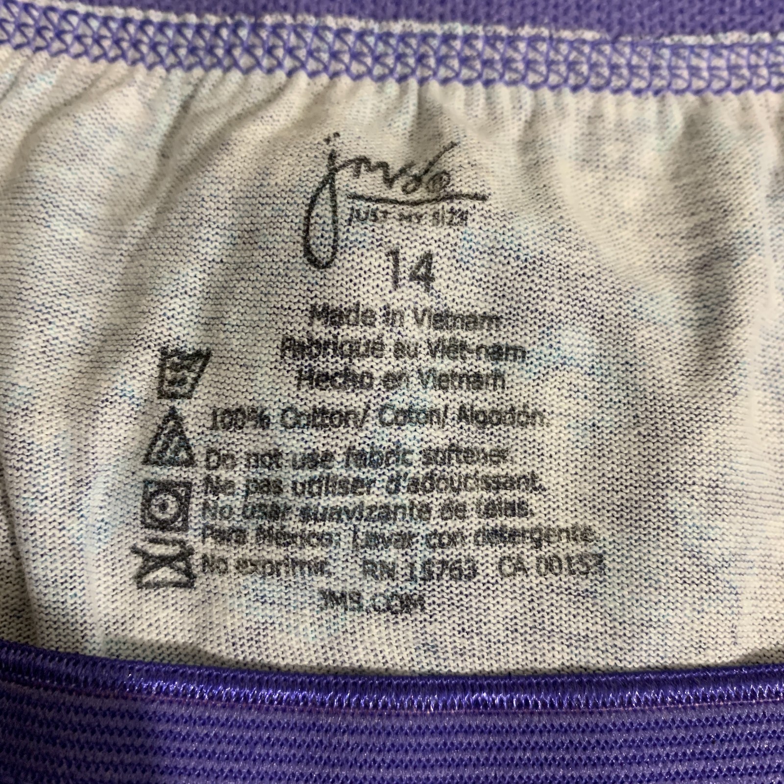 Just My Size Brief Panties Underwear Cotton Floral JMS Blue Purple Plus 14
