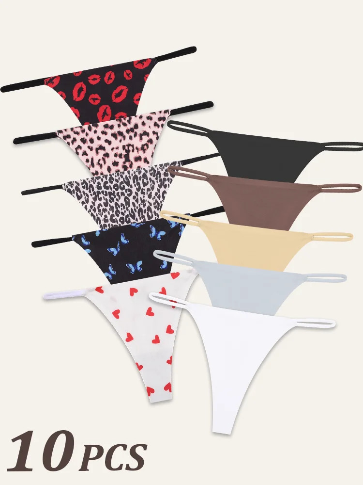 Premium Womens Seamless Thin Strap Thong G-String 10PCS Set XS-XL Sexy Underwear