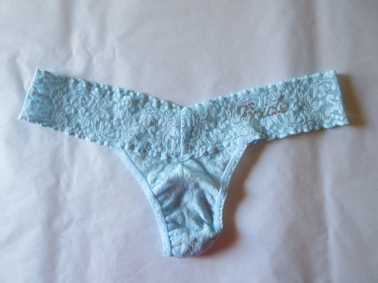 HANKY PANKY SIGNATURE LACE BRIDE LOW RISE THONG #491041, BLUE, ONE SIZE, NWOT*