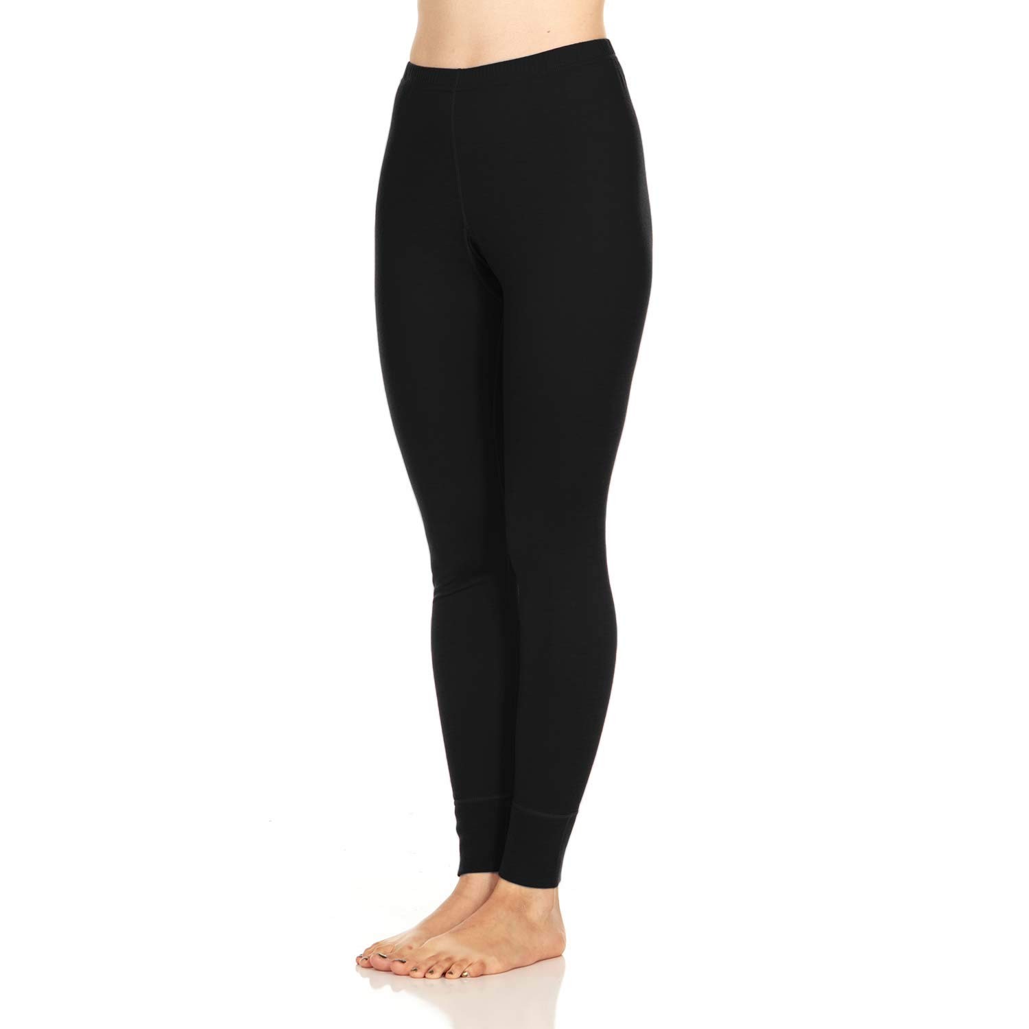 Women’s Merino Wool Base Layer Bottoms | Thermal Hiking Leggings – Black – XL