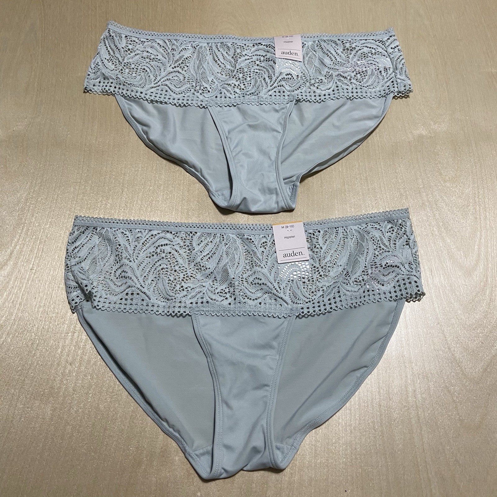Auden Women’s Size Medium (8-10) Lace Floral Soft Hipster Panties in Blue 2 Pack