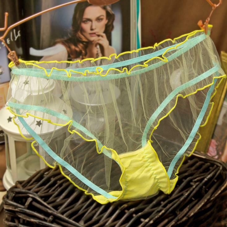 2Pcs Mesh Lingerie Ultra-thin Underwear Transparent Lace Knicker Women Panties