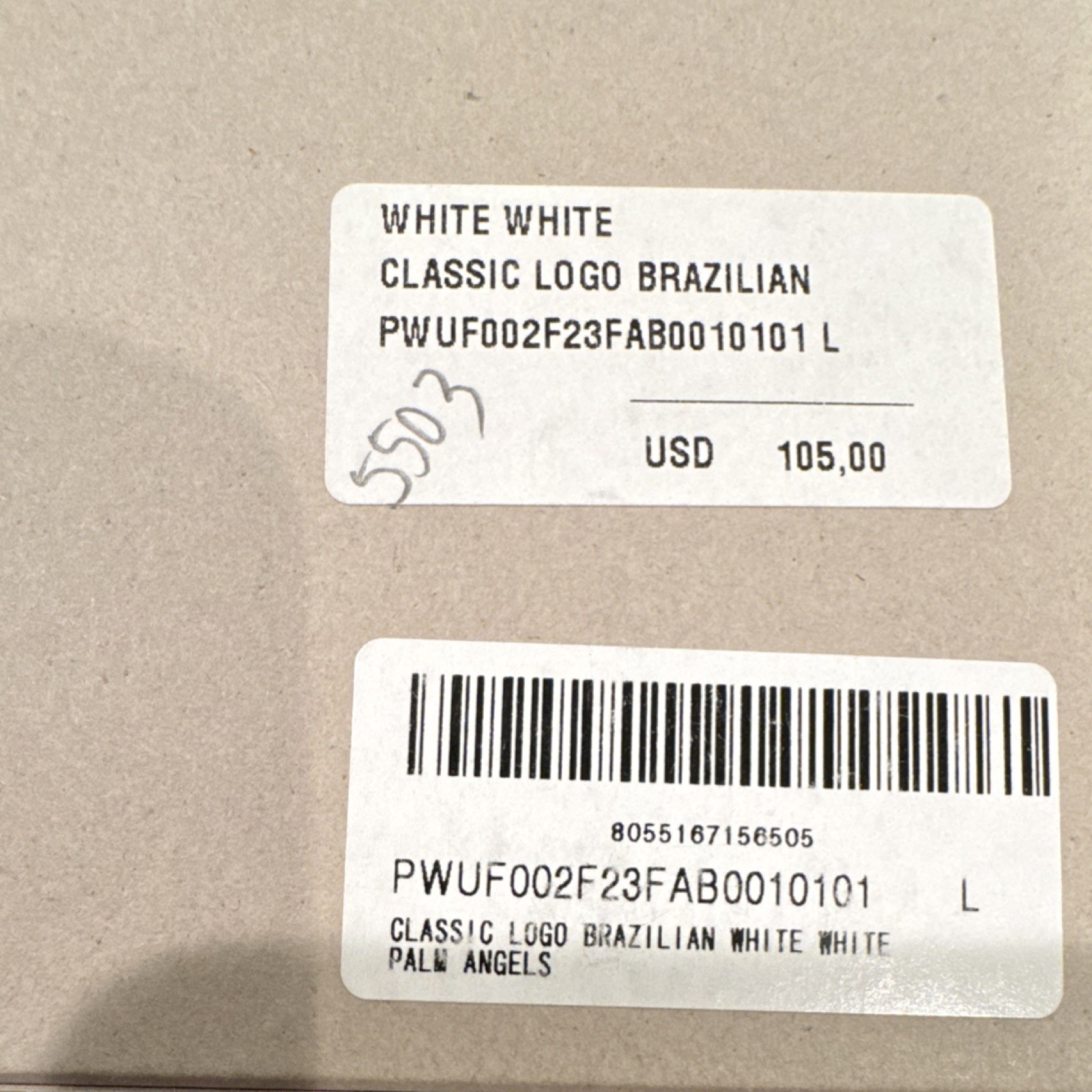 Palm Angels Logo Waistband Stretch Thong Panties White L PWUF002F23FAB0010101