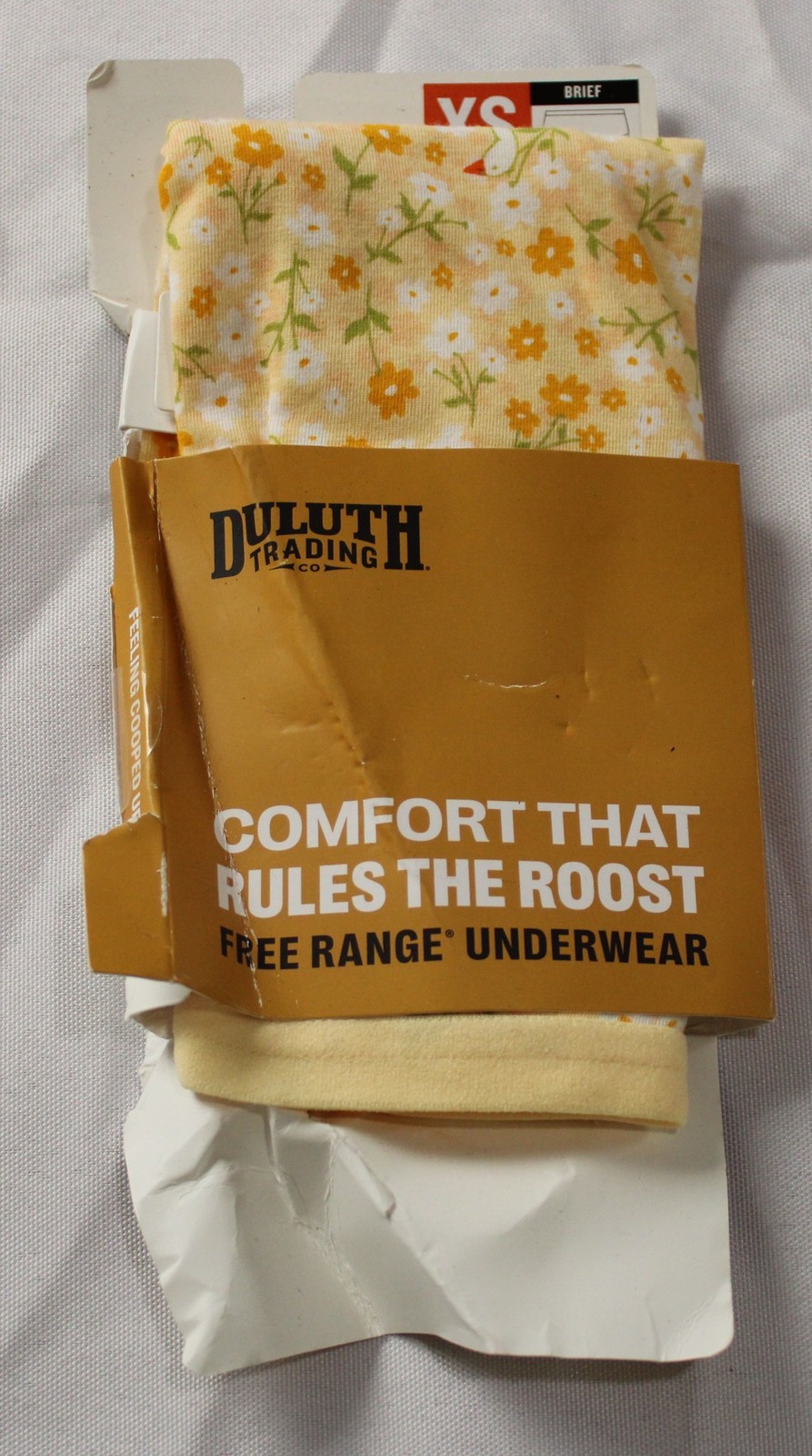 Duluth Trading Women’s Free Range Organic Cotton Briefs NN7 Floral Yellow XS NWT