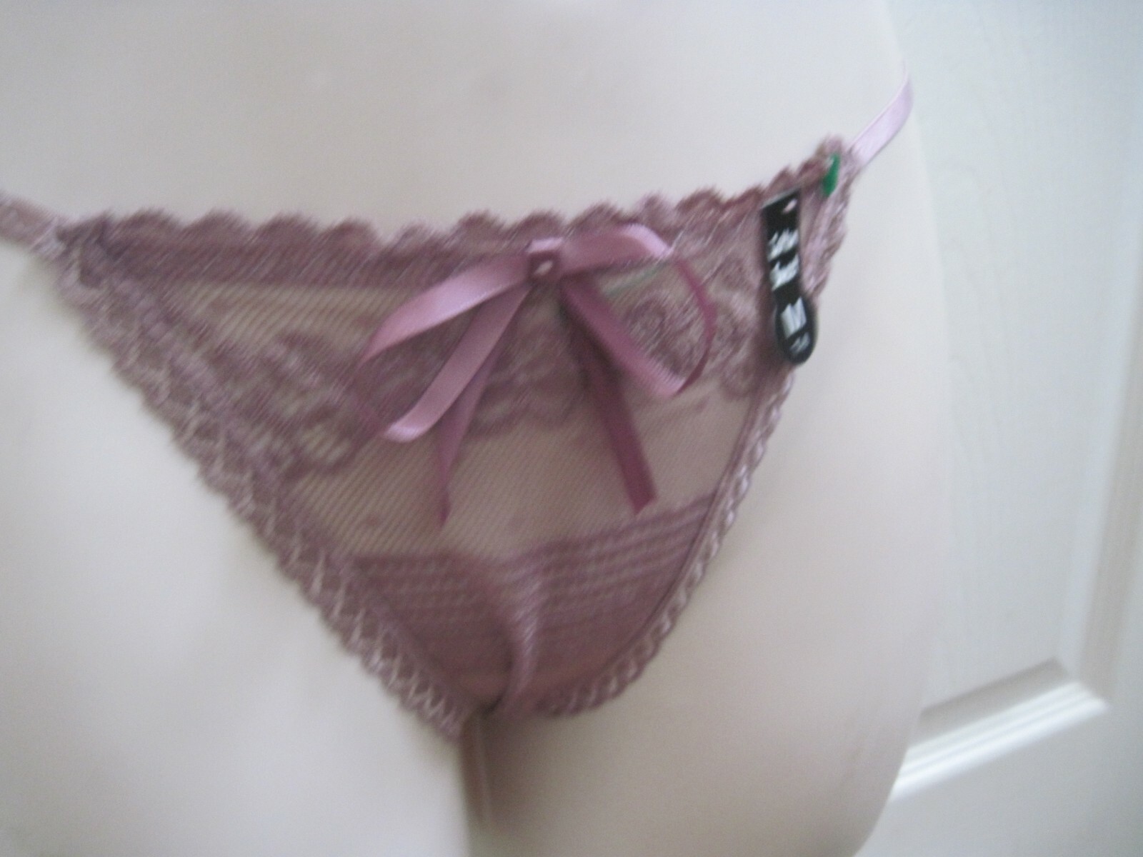 Cotton Sweet Women’s Medium Bikini Panties Semi Sheer Lavender Lace Pattern
