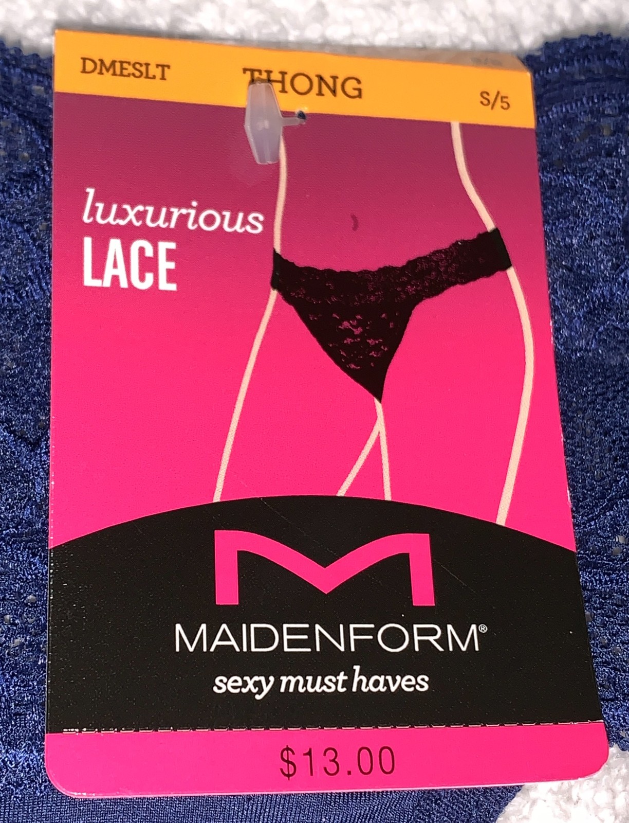 MAIDENFORM Sexy Must Haves Luxurious Bloom Lace Navy Thong Panty Womens S XL 2XL