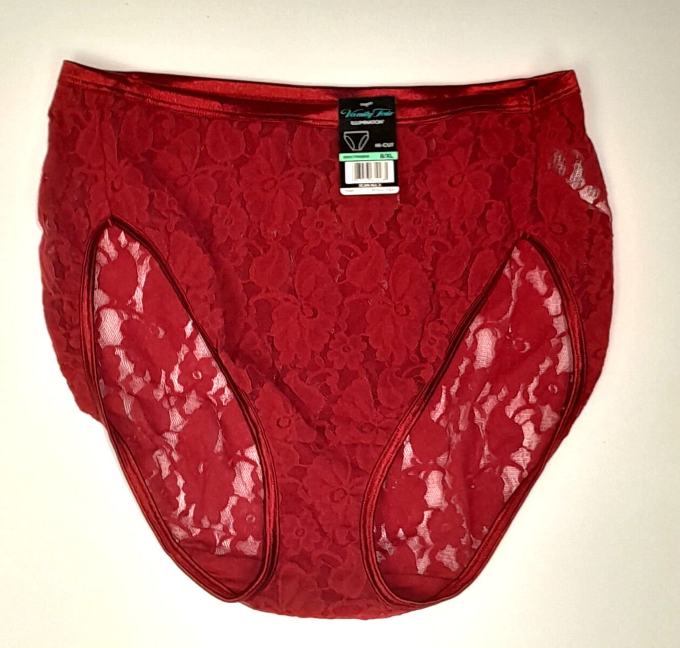 3 Vanity Fair Illumination High Cut Panties 8 XL Red/Navy Lace Satin Trim NWT