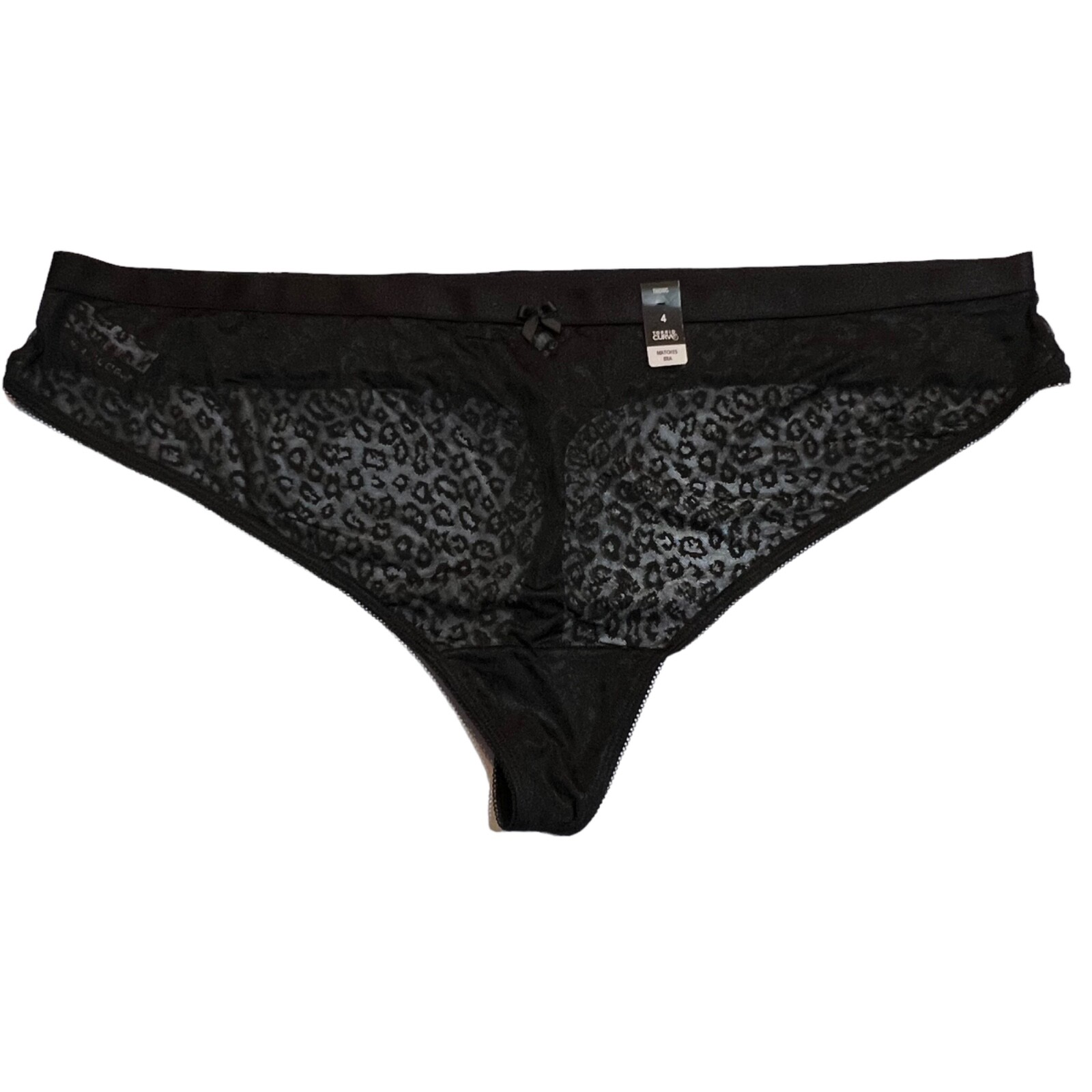 NWT TORRID Thong Pantie Sz 0X-1X-2X-3X-4X Black Print Sheer Mesh