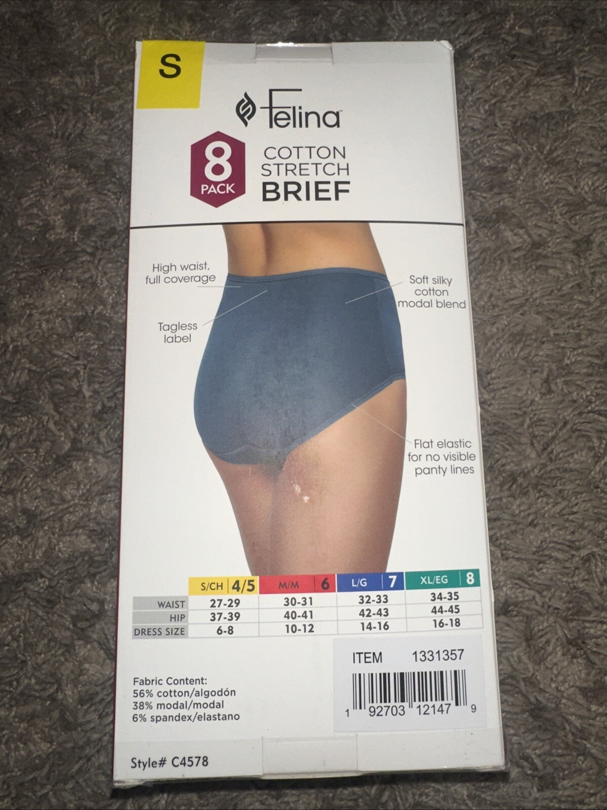 NEW Women’s Felina 8 Pack Cottan Modal Stretch Hi Cut Brief Underwear Pink Small