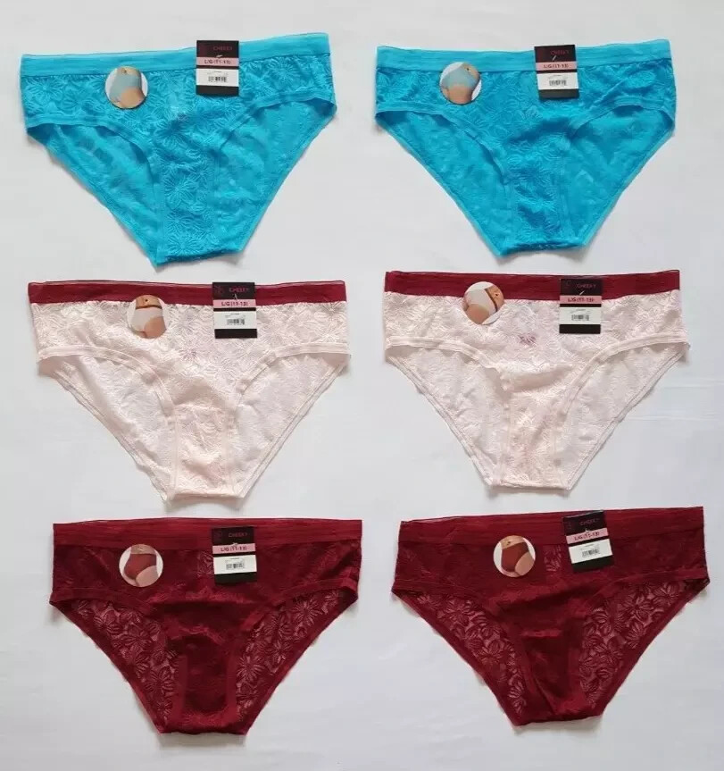 No Boundaries Cheeky Panties Floral Lace Size L(11-13) Multicolor (LOT OF 6)