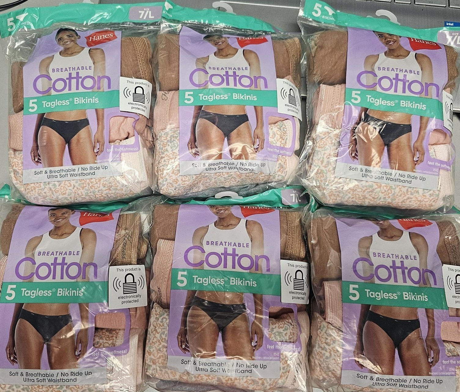 SIX Pkgs of HANES Breathable Cotton Tagless Bikinis | Size 7L – Total 30 BIKINIS