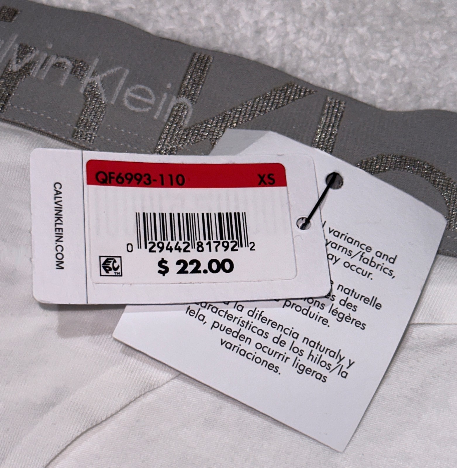 CALVIN KLEIN Embossed Icon White Grey Splendor Bikini Panty NEW Womens Sz XS 4